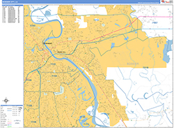 Bossier City Wall Map Basic Style 2026